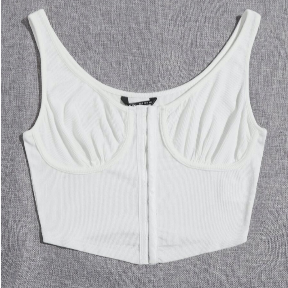 White Corset-Style Crop Top